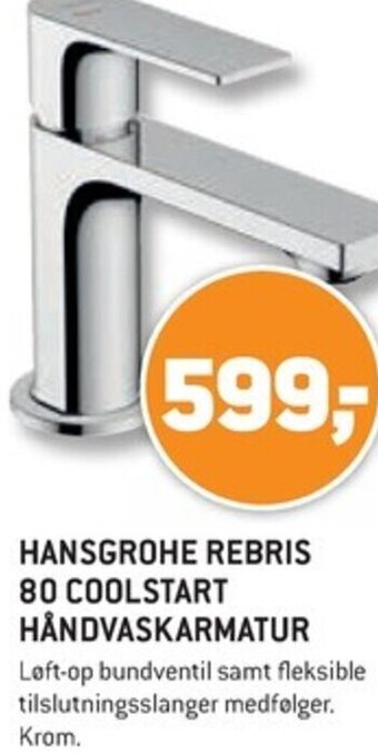 XL-BYG HANSGROHE REBRIS 80 COOLSTART HÅNDVASKARMATUR tilbud