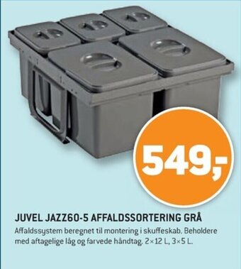 XL-BYG JUVEL JAZZ60-5 AFFALDSSORTERING GRÅ tilbud