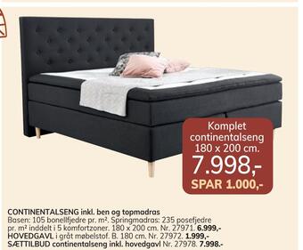 Daells Bolighus Continentalseng inkl. ben og topmadras tilbud