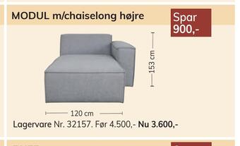 Daells Bolighus Modul m/chaiselong højre tilbud