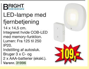 Harald Nyborg Led-lampe med fjernbetjening tilbud