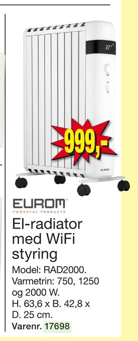 Harald Nyborg El-radiator med wifi styring tilbud