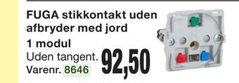 Harald Nyborg Fuga stikkontakt uden afbryder med jord 1 modul tilbud