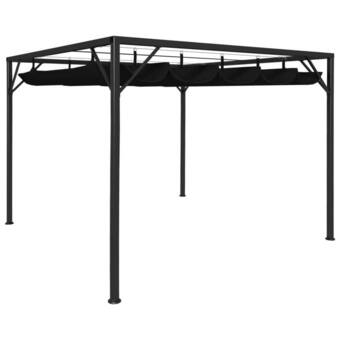 Havepavillon med tilbagetrækkeligt tag 3x3 m antracitgrå