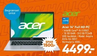 Bilka Acer bærbar pc tilbud