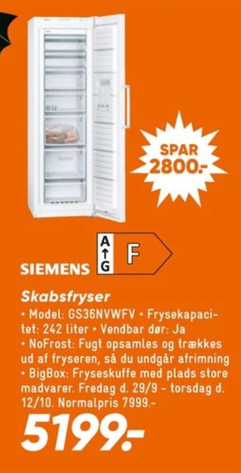Bilka Siemens fryseskab tilbud