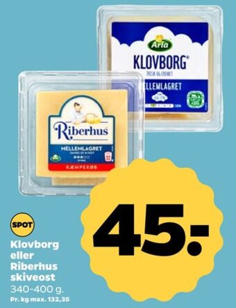 Netto Klovborg skiveost danbo mellemlagret 45+ tilbud