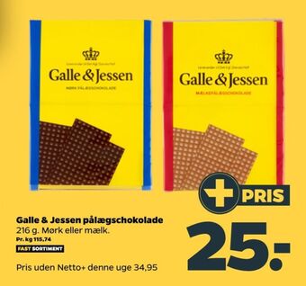Netto Galle & jessen pålægschokolade mørk tilbud