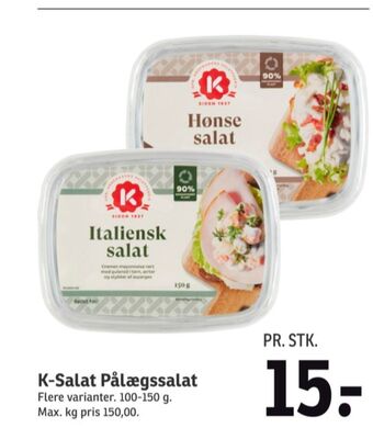SPAR K-salat hønsesalat tilbud