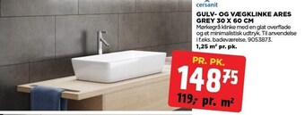 Gulv- og vægklinke ares grey 30 x 60 cm