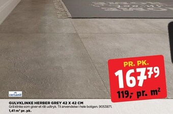 jem & fix Gulvklinke herber grey 42 x 42 cm tilbud