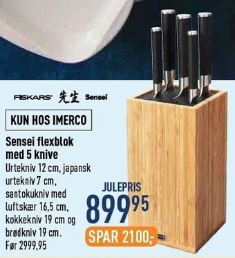 Imerco Fiskars sensei flexblok med 5 knive tilbud