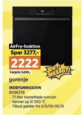 Power Gorenje indbygningsovn tilbud