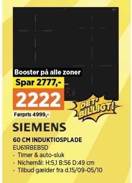Power Siemens 60 cm induktionsplade tilbud