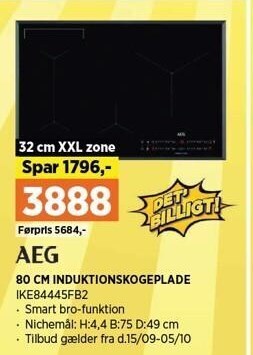 Power Aeg 80 cm induktionskogeplade tilbud