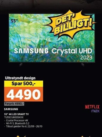 Power Samsung 55'' 4k led smart tv tilbud
