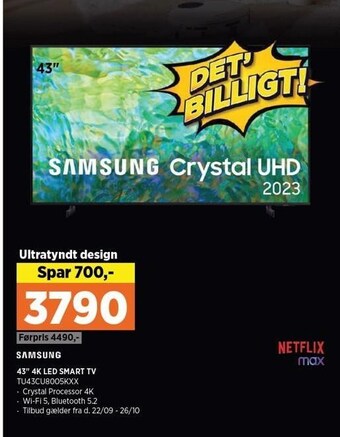 Power Samsung 43'' 4k led smart tv tilbud