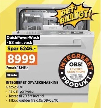 Power Miele integreret opvaskemaskine tilbud