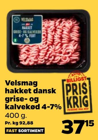 Netto Velsmag hakket dansk grise- og kalvekød 4-7% tilbud