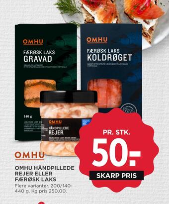 MENY Omhu håndpillede rejer eller færøsk laks tilbud