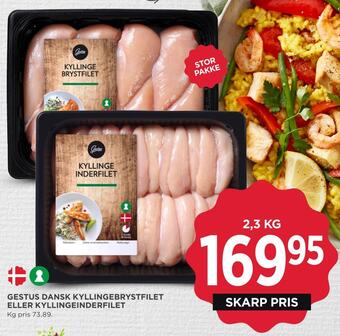 MENY Gestus dansk kyllingebrystfilet eller kyllingeinderfilet tilbud