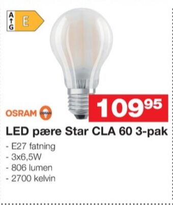 Bauhaus Osram led pære tilbud