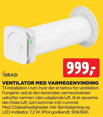 jem & fix Ventilator med varmegenvinding tilbud