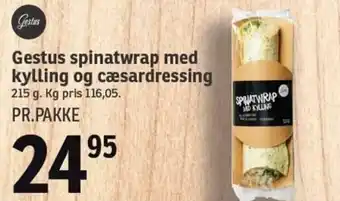 SPAR Gestus Spinatwrap Med Kylling Og Cæsardressing 215g tilbud