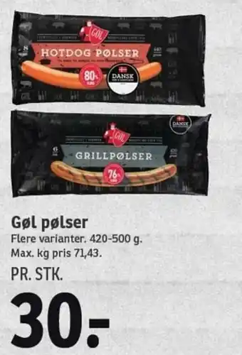 SPAR Gøl Pølser 420-500g tilbud
