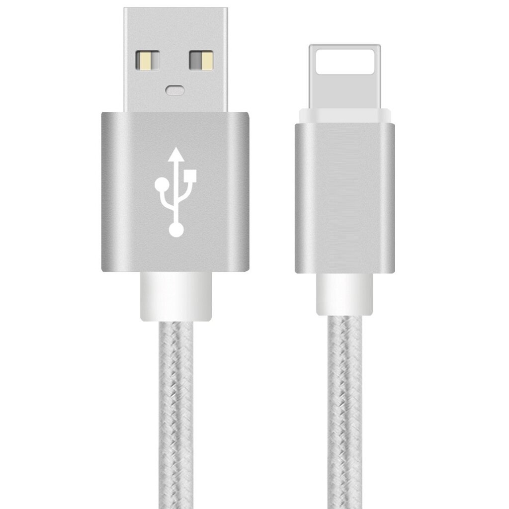Stofbeklædt lightning usb kabel sølv 2 m tilbud hos AVCables
