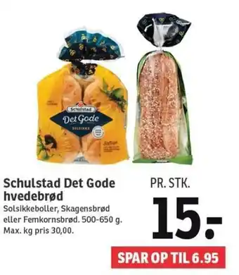SPAR Schulstad Det Gode Hvedebrød 500-650g tilbud