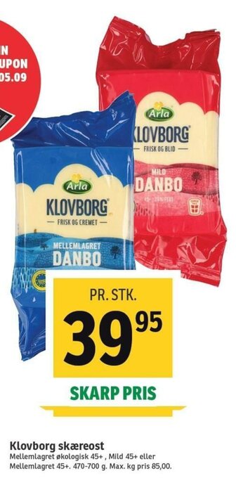 SPAR Klovborg Skæreost tilbud