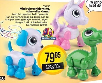 Mini robotenhjørning, -dino eller -hund