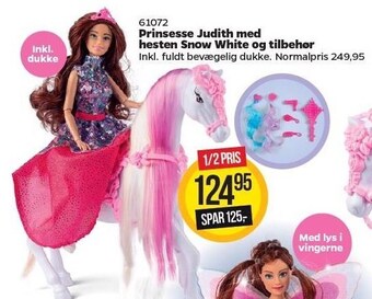 Prinsesse judith med hesten snow white og tilbehør