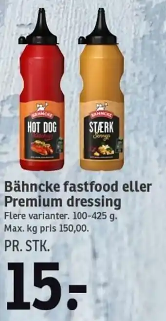 SPAR Bähncke Fastfood Eller Premium Dressing 100-425g tilbud