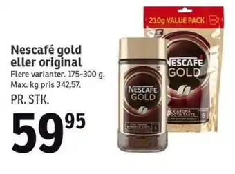 SPAR Nescafé Gold Eller Original 175-300g tilbud