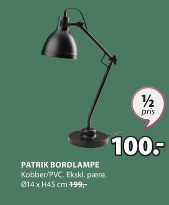 JYSK PATRIK BORDLAMPE tilbud