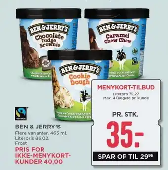 MENY Ben & Jerry's 465ml tilbud