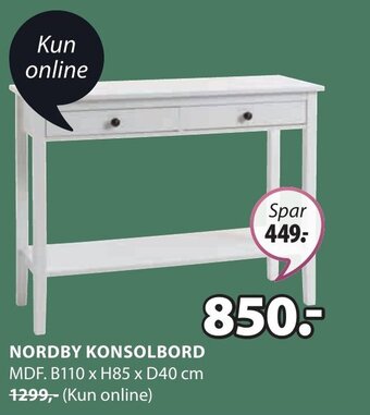 JYSK NORDBY KONSOLBORD tilbud