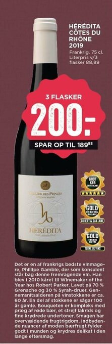 MENY Hérédita Cotes Du Rhone 2019 tilbud