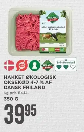 MENY Hakket Økologisk Oksekød 4-7% AF Dansk Friland 350g tilbud