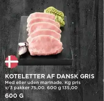 MENY Koteletter AF Dansk Gris 600g tilbud