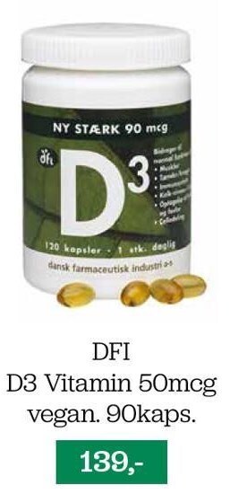 Helsemin Dfi d3 vitamin 50mcg vegan. 90 kaps tilbud