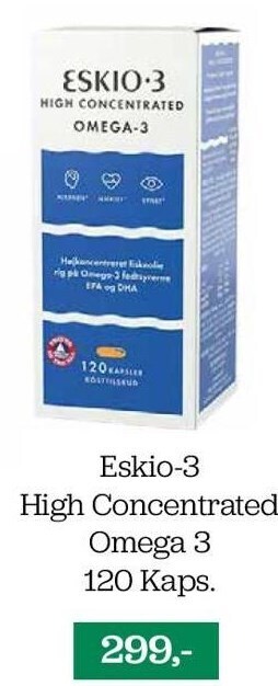 Helsemin Eskio-3 high concentrated omega 3 120 kaps tilbud