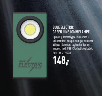 Blue electric green line lommelampe