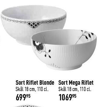 Imerco Sort riflet blonde eller sort mega riflet skål tilbud