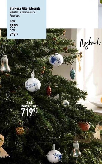 Imerco Blå mega riflet julekugle tilbud