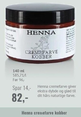 Helsam Henna cremefarve kobber tilbud