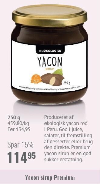 Helsam Yacon sirup premium tilbud