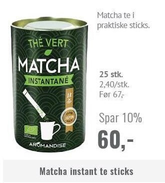 Helsam Matcha instant te sticks tilbud